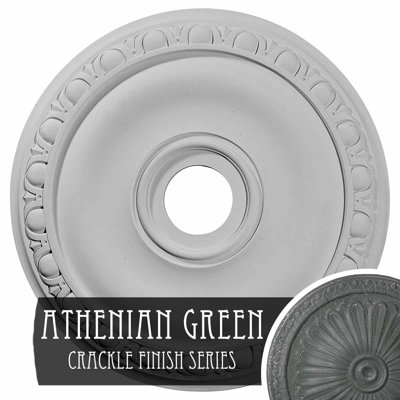 Médaillon de plafond Endurathane Jackson, DO 20 po x P 3 5/8 po x P 1 po (convient aux auvents jusqu'à 5 1/8 po), fini craquelé vert athénien peint à la main