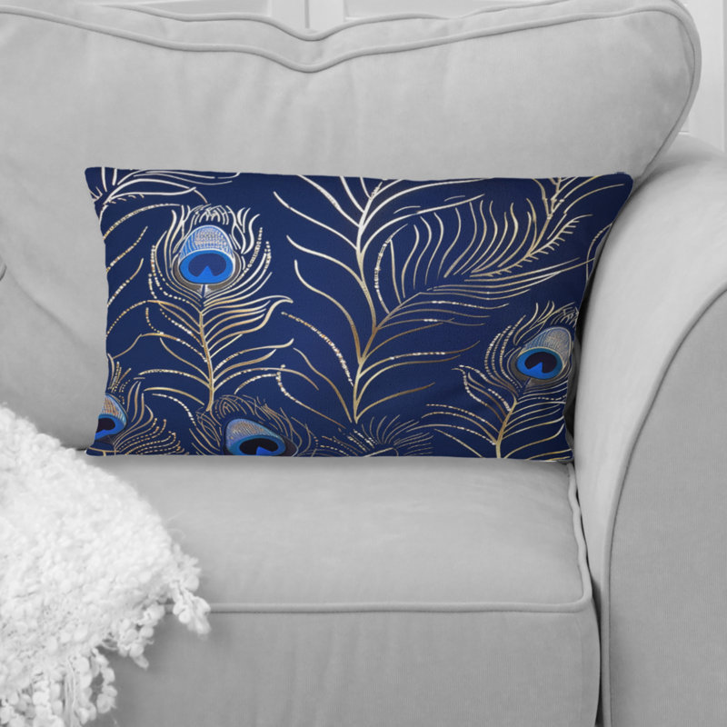 Coussin bleu Boho Feathers I - Boho