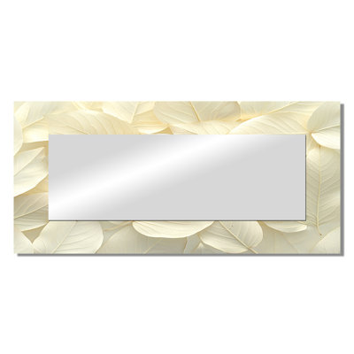 Ivory Leaves Foliage Collage I - Floral Mirror For Wall Art Decor - Printed On Metal