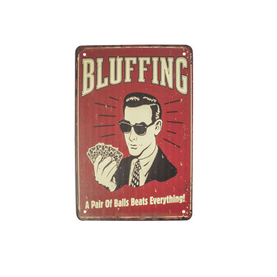 Funny Metal Bluff Pair Balls Beats All Wall Sign Poker Game Man Cave Bar Decor Funny Metal Bluff Pair Balls Beats All Wall Sign Poker Game Man Cave Bar Decor