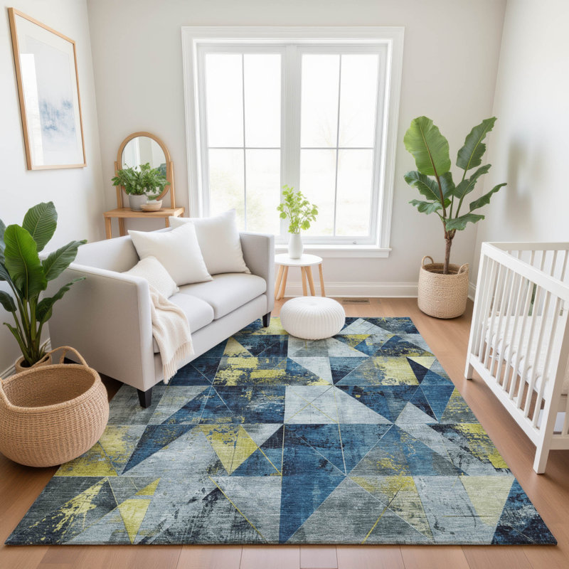 Premium Machine Washable Mayfield AMF1888 Geometric Rug, Rectangle 2'6" x 3'10"