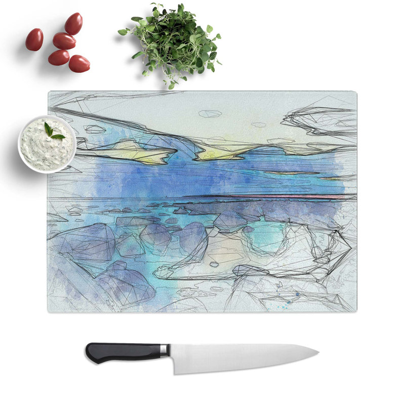 Tempered Glass The Baltic Sea in Estonia in Abstract Chopping Board, 28.5 cm W x 20 cm L
