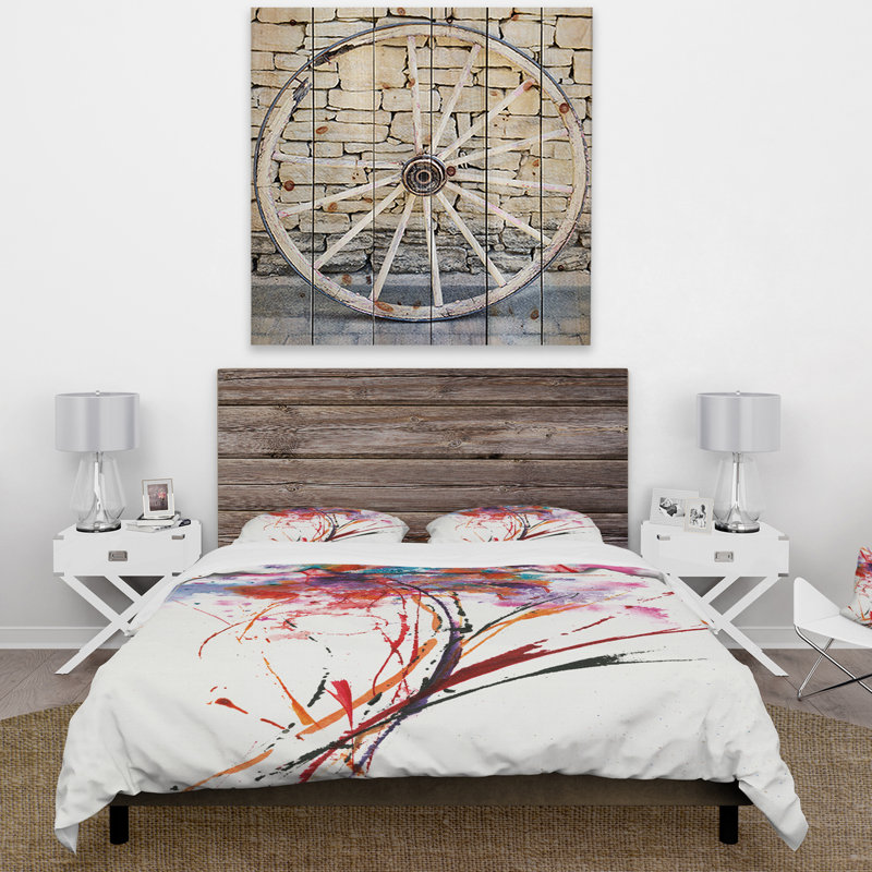 Ensemble de housse de couette fleurs abstraites peintes à la main, Housse de couette double / grand et 2 taies