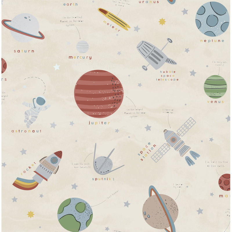 Space Adventure Beige Outer Space Wallpaper