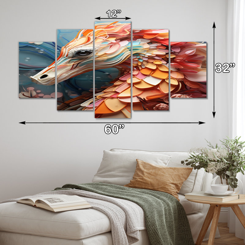 'Mystical Seahorse Geometric I - Animals Wall Decor - 5 Panels