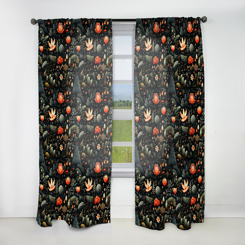 Nomadic Botanical Evasion - Rideau floral - Rideau floral obscurcissant - 1 panneau, L 52 po x L 63 po