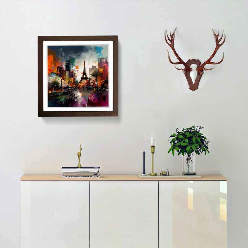 Las Vegas Gestural - Single Picture Frame Print, Walnut