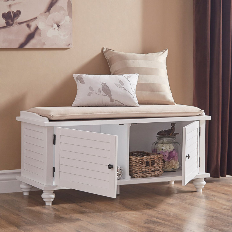 Lechner Velvet Upholstered Storage Bench, White