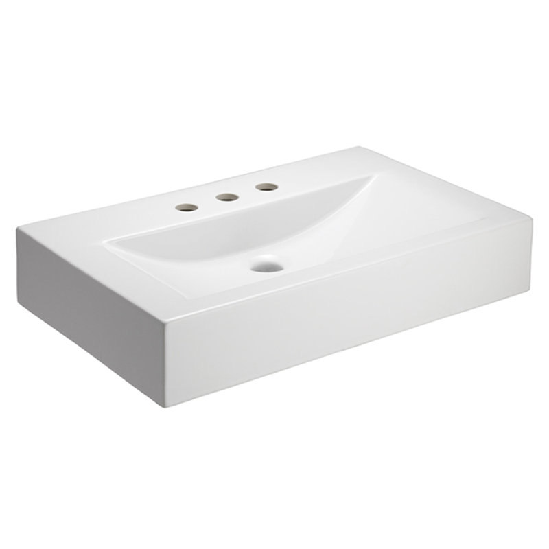 Barclay Sonja 16.38'' White Fireclay Rectangular Bathroom Sink with Overflow, 4" Centers