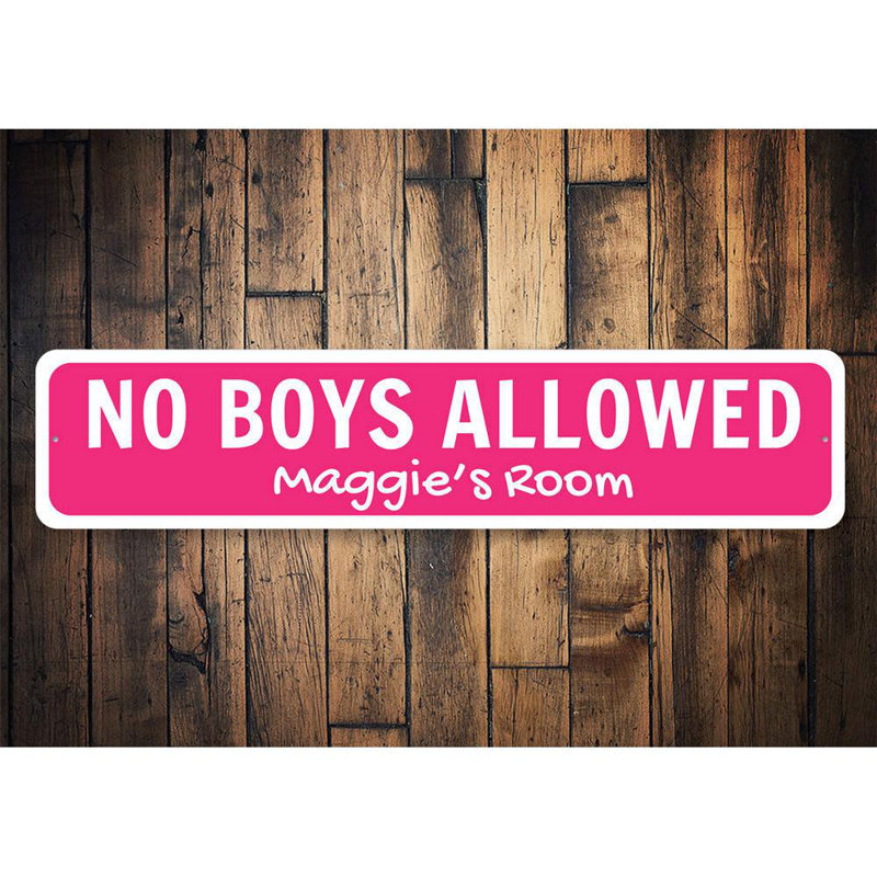 Signe en métal «No Boy Permis», H 6 po x l 24 po x P 0,06 po