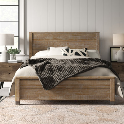 Altamirano Solid Wood Panel Bed