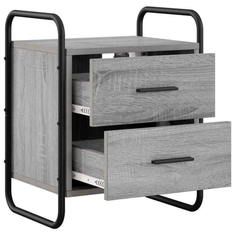 40 cm W Galvanised Steel Bedside Table, Grey Sonoma