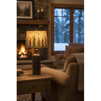 Lampe de table cruche brune foncé avec abat-jour arbre foncé
