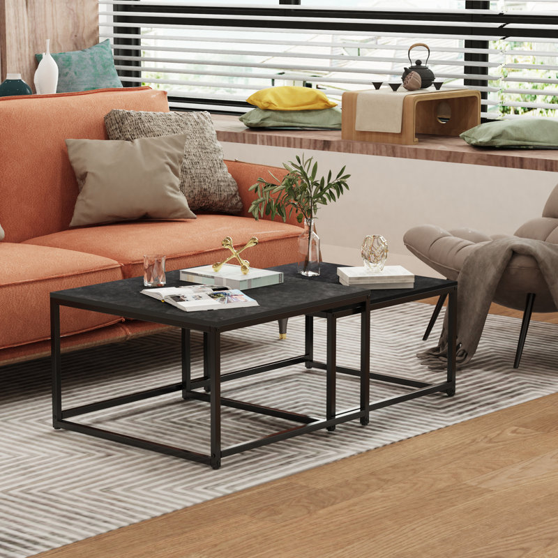 Table basse à cadre extensible avec rangement Aerika, Noir