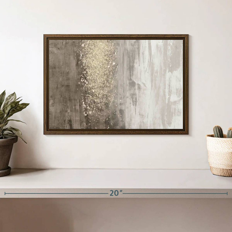 Glitter Rain II, 37 po x 25 po, Cadre flottant noyer
