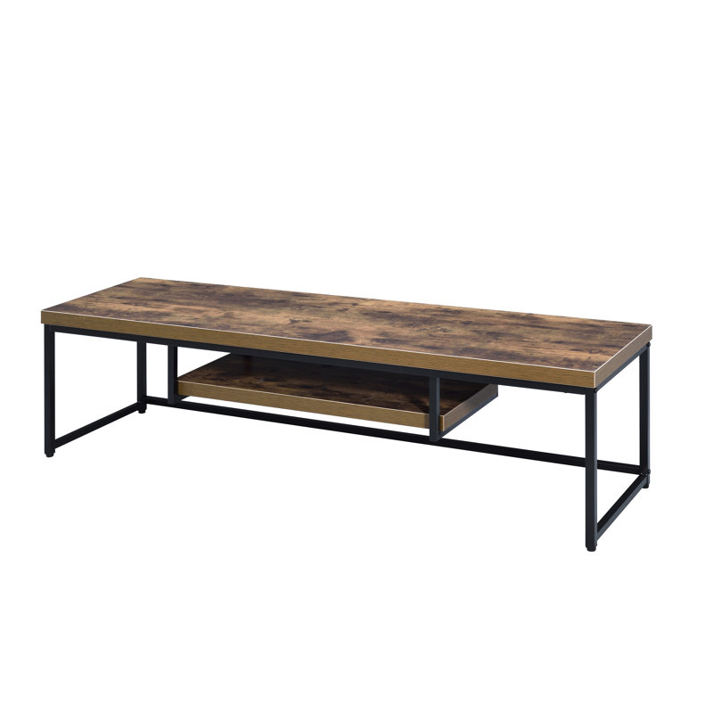60" Flat Screen Tv Stand With Weathered Oak And Black Metal, Interior Sleek Attractive Design In & Look Storage, Oak