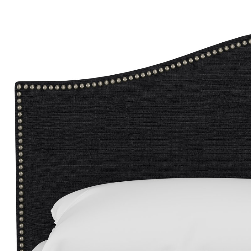 Lit plateforme tapissier Myers, Très grand, Lin classique noir