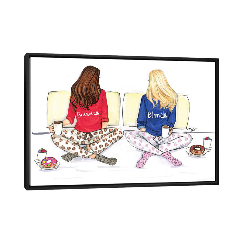 «Blond et brune», impression sur toile, H 18 po x l 26 po x P 1,5 po, Toile avec cadre noir