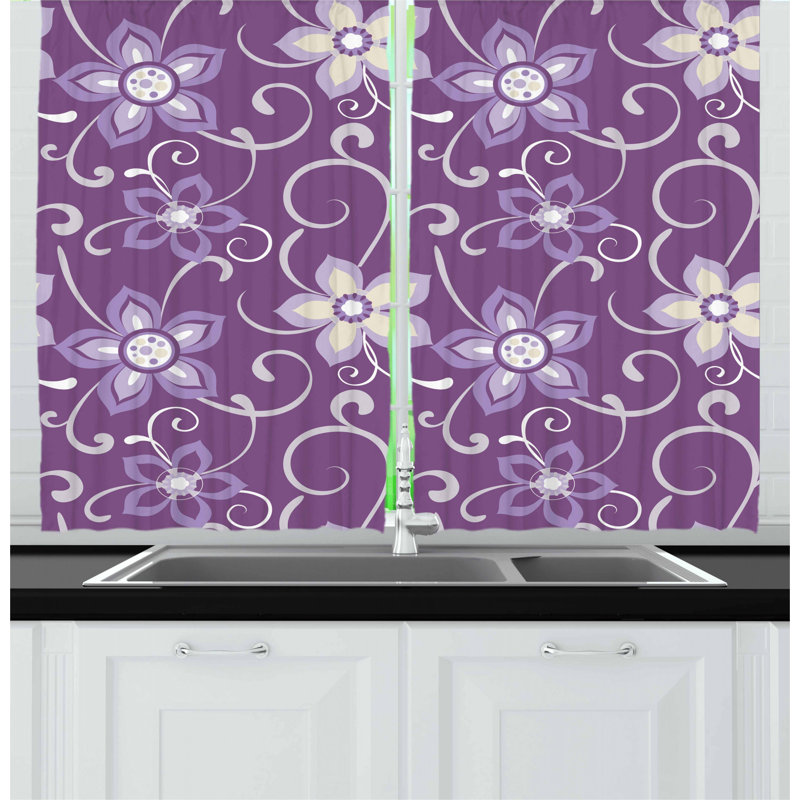 Floral Pointed Kitchen Curtain