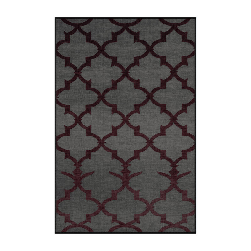 Machine Washable Trellis Black Area Rug, Rectangle 5' x 7'