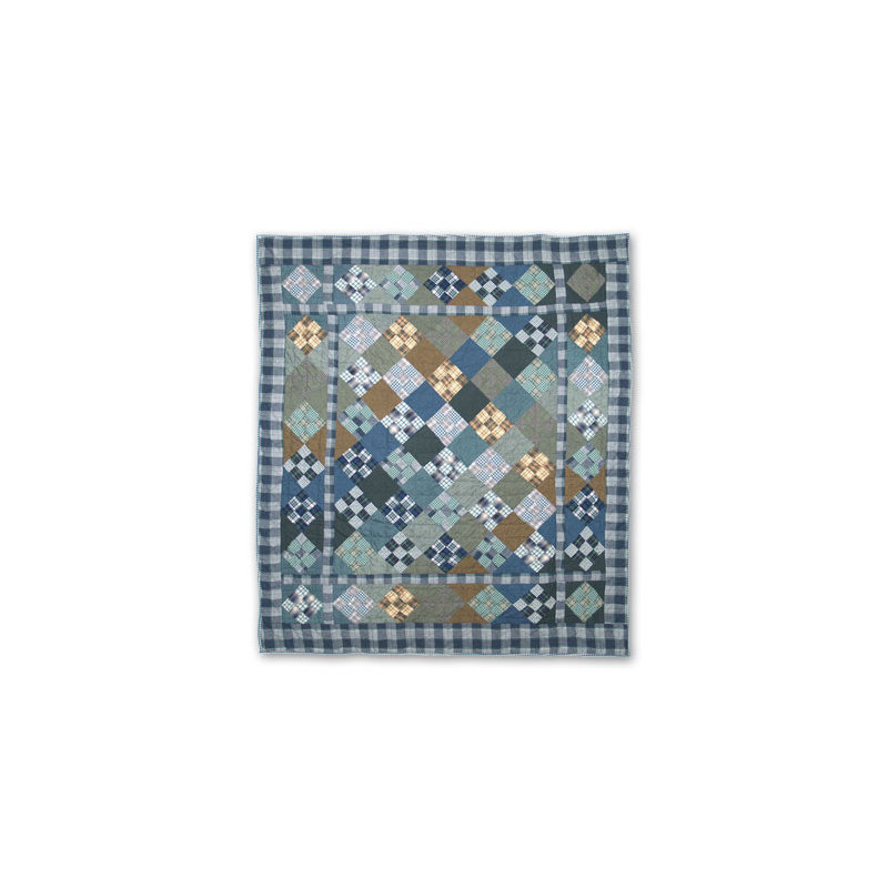 Chambray Nine Patch Quilted Throw Blanket