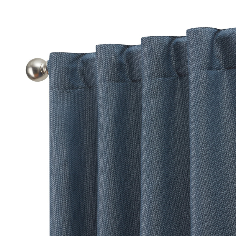 Nautica Robin Synthetic Solid Color Room Darkening Thermal Back Tab/Rod Pocket Single Curtain Panel, Navy, 38" W x 108" L