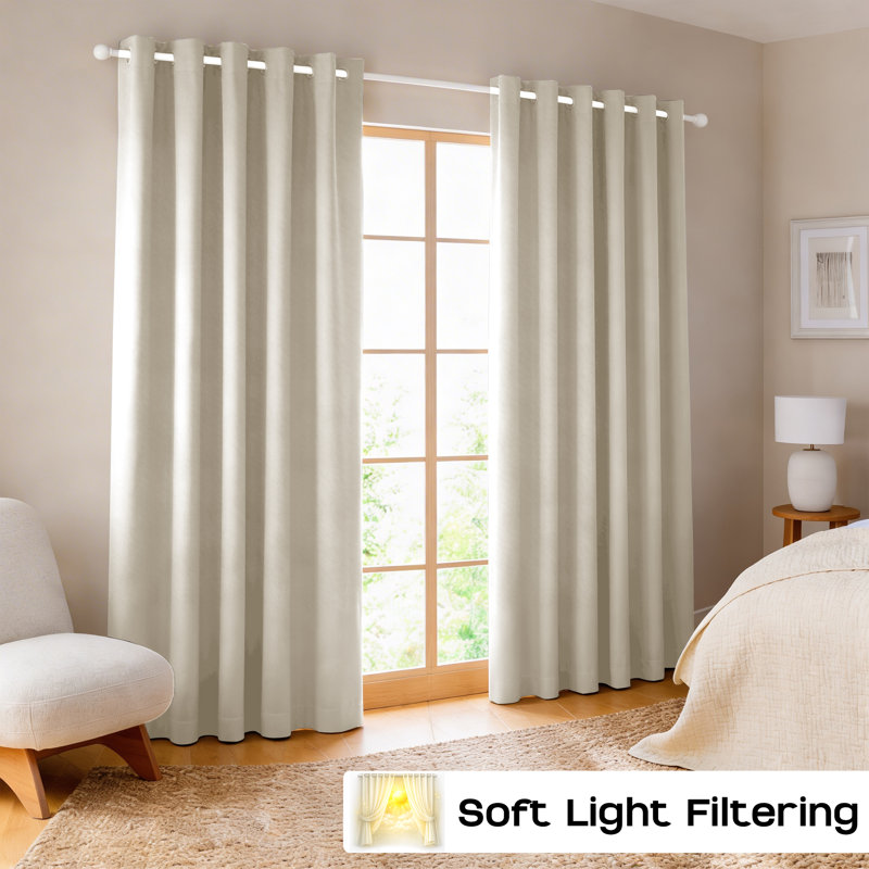 260 GSM Thermal Blackout Eyelet Curtains, Cream, 228cm Width x 228cm Drop