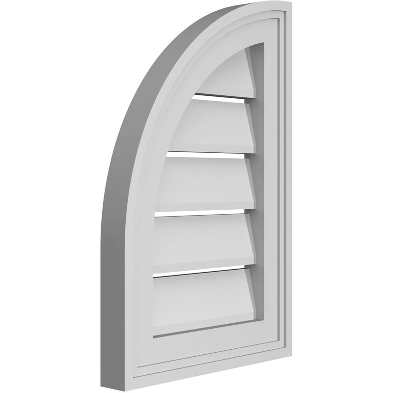 Quarter Round Left Surface Mount Signature Urethane Functional Gable Vent, Primed Tan, 34" H x 26" W x 1.5" D