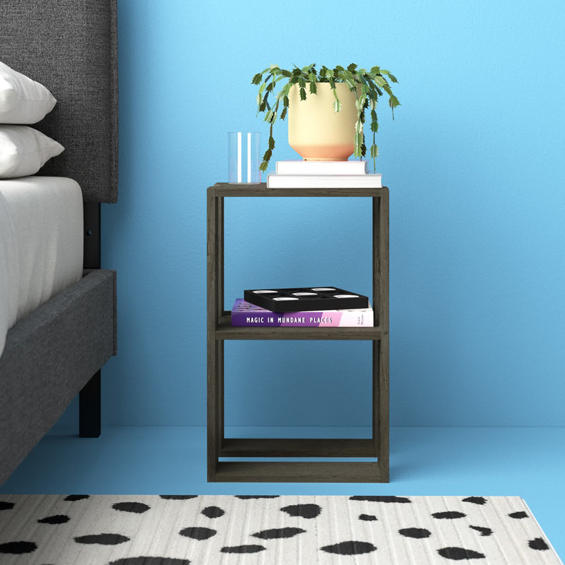 Malak Modern Bedside Table with Open Shelves - Versatile Side, Coffee or End Table for Bedroom or Living Room, Dark Coffee