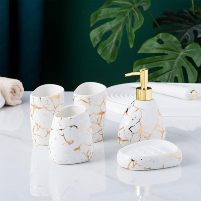 Ceramic White Bathroom Accessory Set