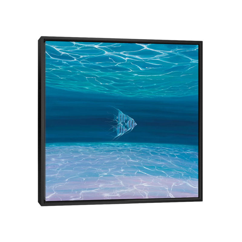 Bleu anges bleu marin, H 18 po x l 18 po x P 1,5 po, Toile avec cadre noir, Blanc