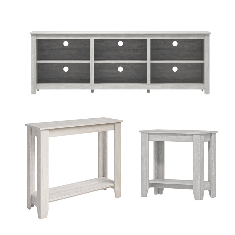 Fredrick Farmhouse Coordinated Living Room 3 Piece Furniture Set, Pearl White Oak