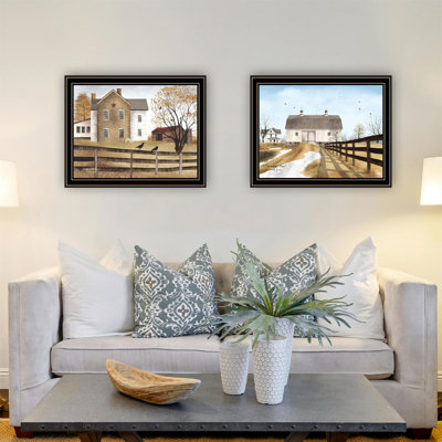 «Trendy Decor 4U», 2 pièces vignette de grand-père, art mural d'automne après-midi pour le salon, ferme, impression d'art mural pour la décoration intérieure, art mural de chambre à coucher