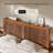 Fluted Panel Platform Bed with LED Headboard, Storage Drawers & USB Charging,No Box Spring Needed,King/Dark Brown-453278637-453278636