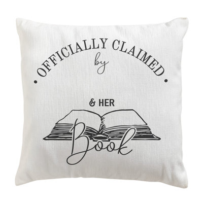 Officially Claimed for Her Book Throw Pillow 17" – Romantic Reading Pillow for Book Lovers, Cozy Literary Decor Cushion, Gift for Girlfriend, Wife, Romance Reader, Bedroom & Reading Nook Accent
