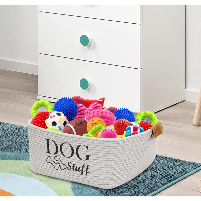 Square Dog Toy Basket Storage Cotton Rope Storage Basket Pet/Pet Toy And Accessory Storage Bin Doy Toy Box