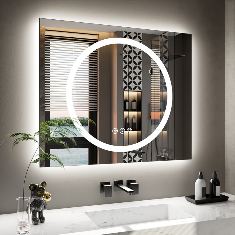LED Bathroom Mirror with Frontlit and Backlit, 40" x 32"