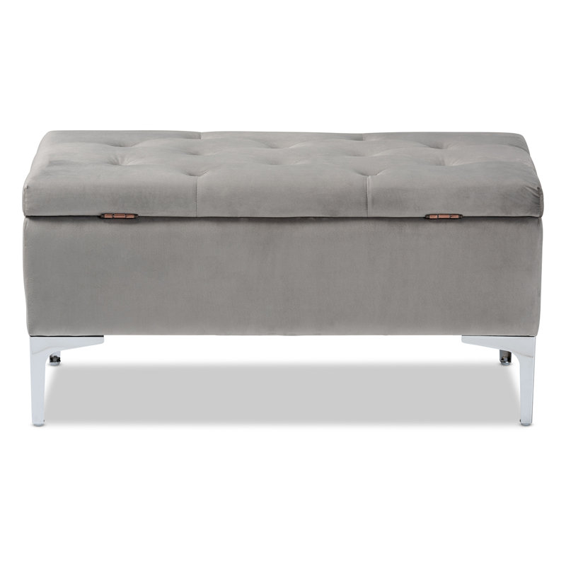 Velvet Ottoman, Gray