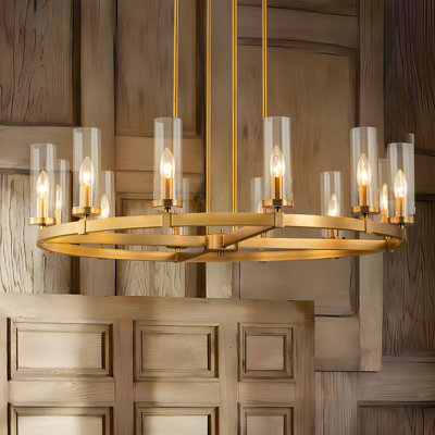 Andrade 12-Light Dimmable Metal Wagon Wheel Chandelier
