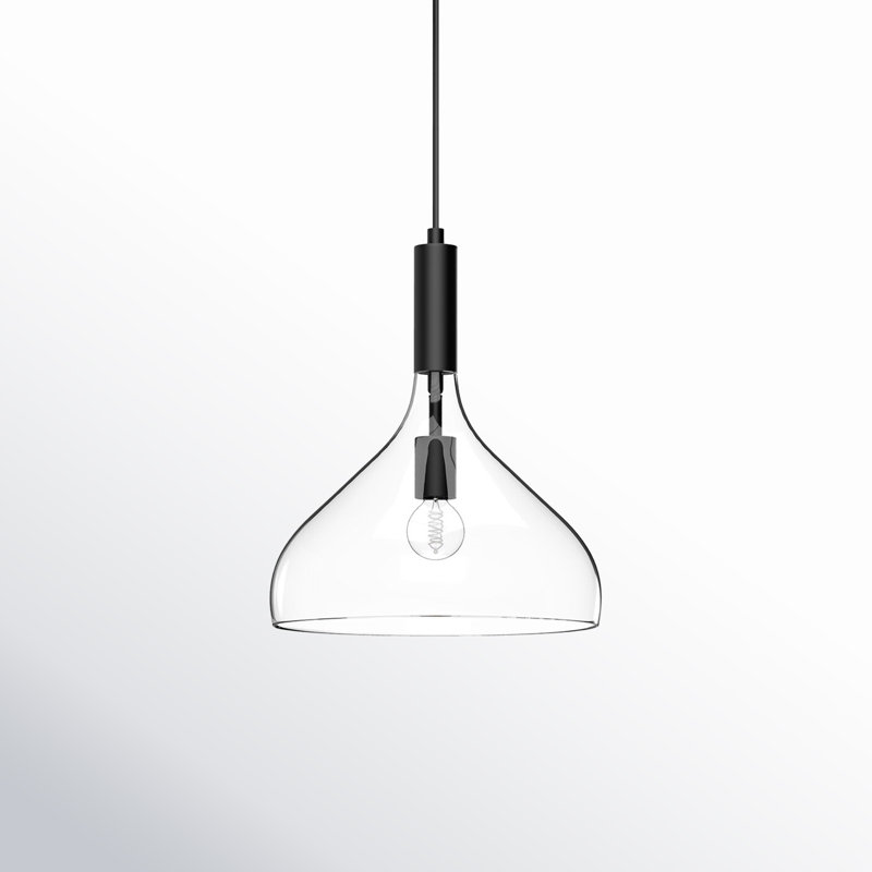 Matte Black and Clear Glass Single Pendant Light
