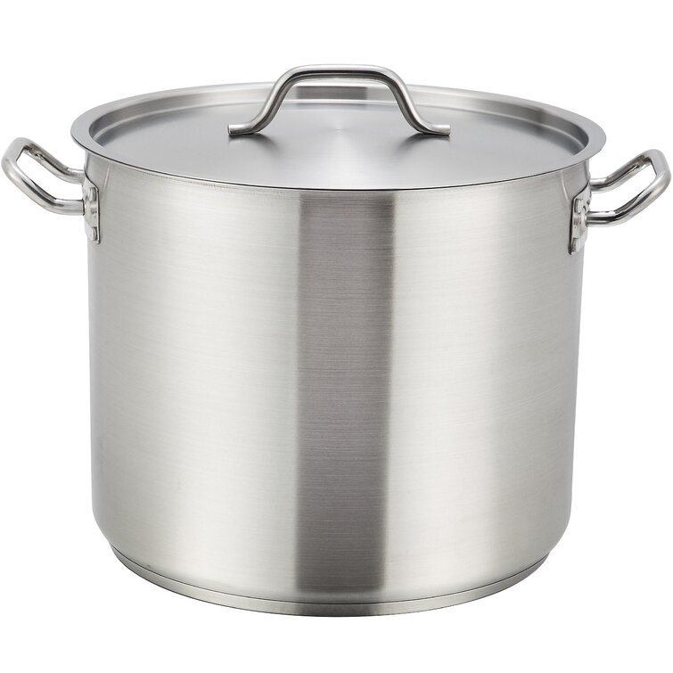 8 Qt. Heavy Duty Silver Stainless Steel Aluminum-Clad Stock Pot