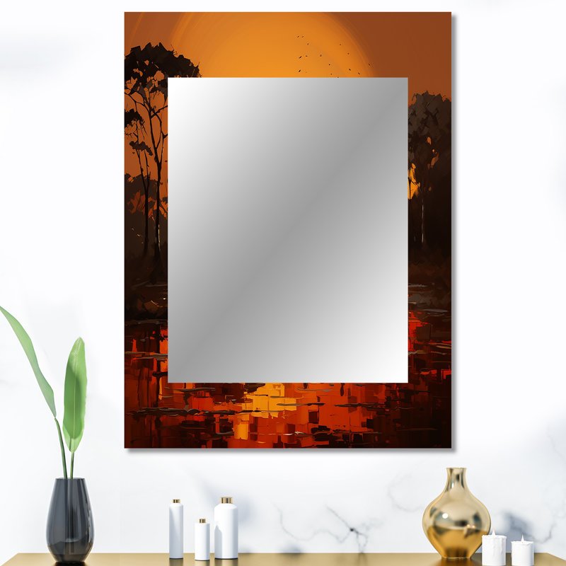 African Savannah Serenade VI - miroir mural art africain, miroir décoratif global, impression d'art en métal, 40 po x 30 po