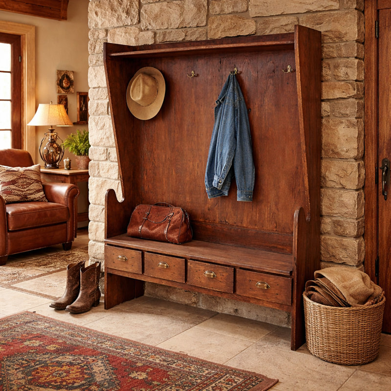 Canyon Lodge Handcrafted Entry Bench & Coat Tree