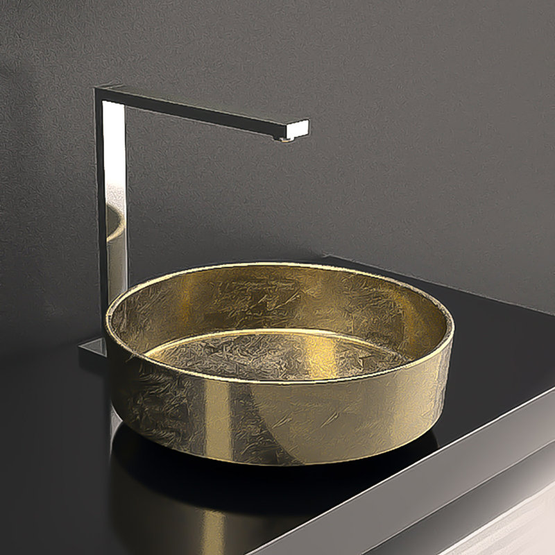 Rho 16.2'' L Bathroom Sink, Gold Leaf