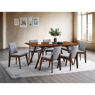 Kaela Walnut & Light Gray Finish 7Pcs Dining Room Set