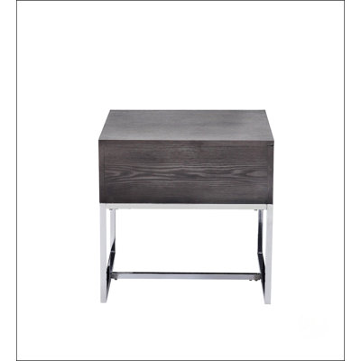 Gray Oak And Chrome Finish End Table