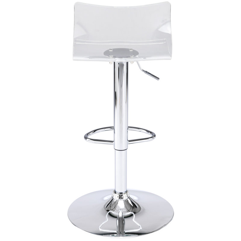  Crawley Acrylic Bar Stools With Mid Back, Set Of 2, Adjustable Swivel Airlift Barstools, Counter Height Bar Chairs For Kitchen Dining Pub Cafe (Clear)