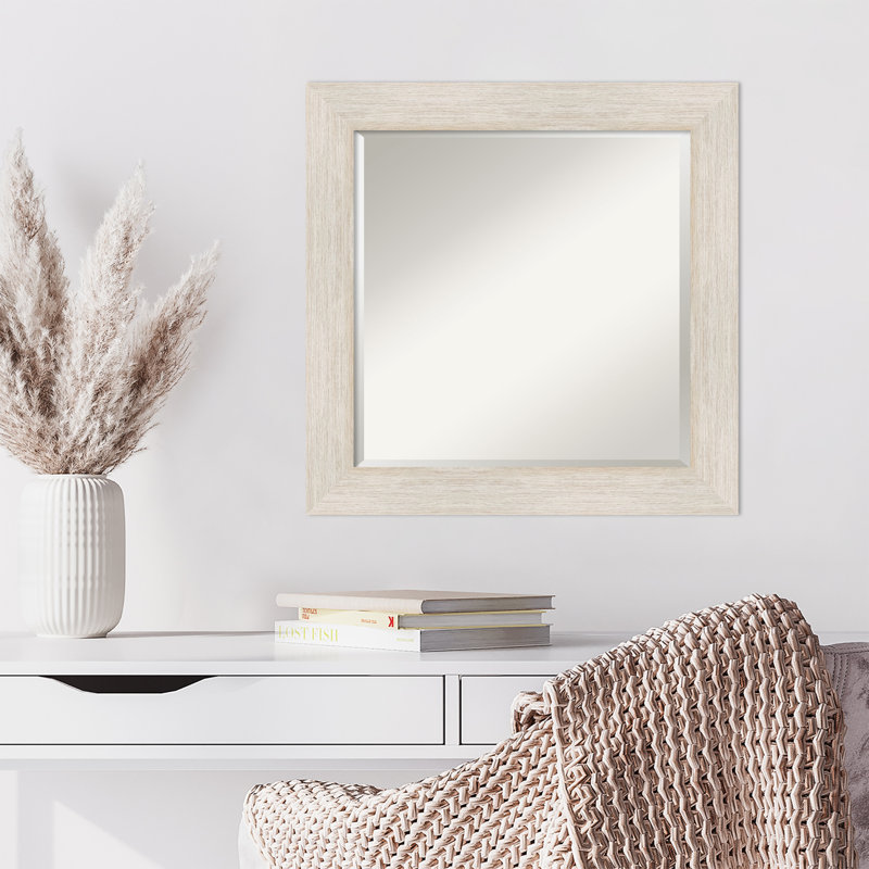 Miroir d'appoint Modeste, Blanc vieilli, 25 po x 25 po