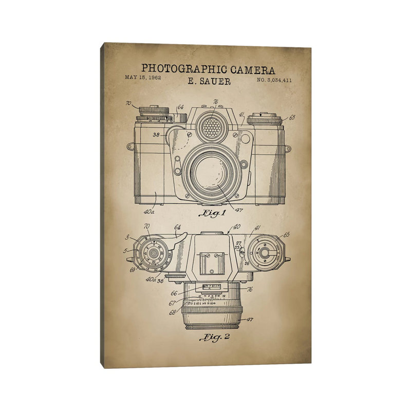 1962 Sauer Camera - Wrapped Canvas Print, 30.48 cm H x 45.72 cm W