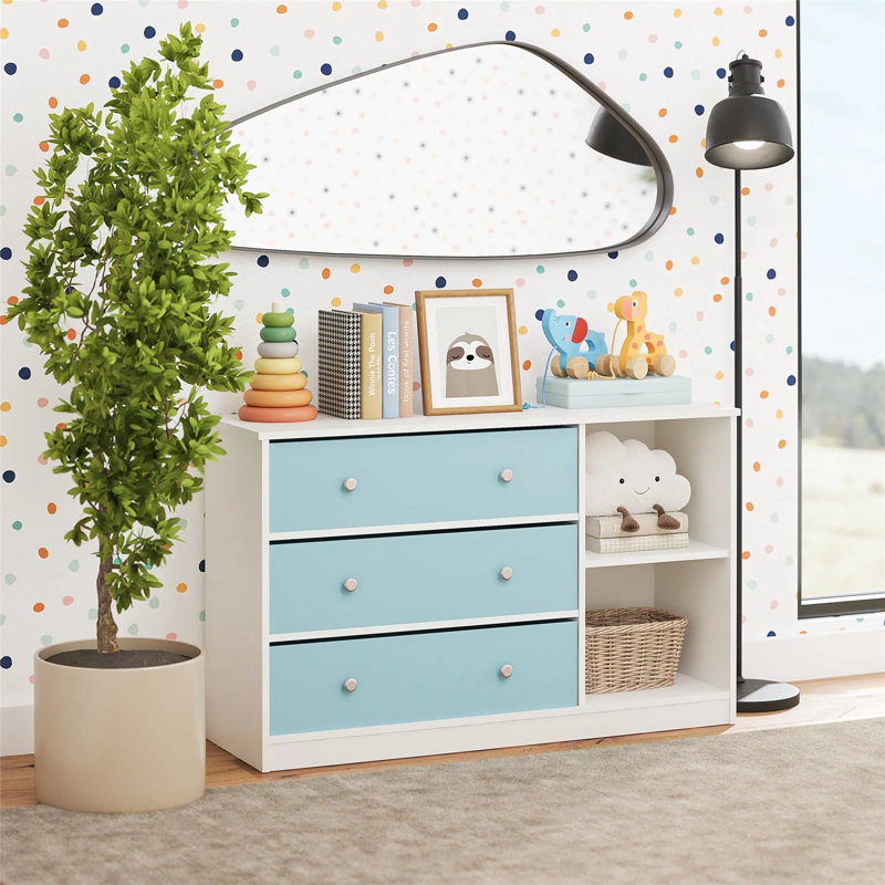 Commode 3 tiroirs Klem, Bleu